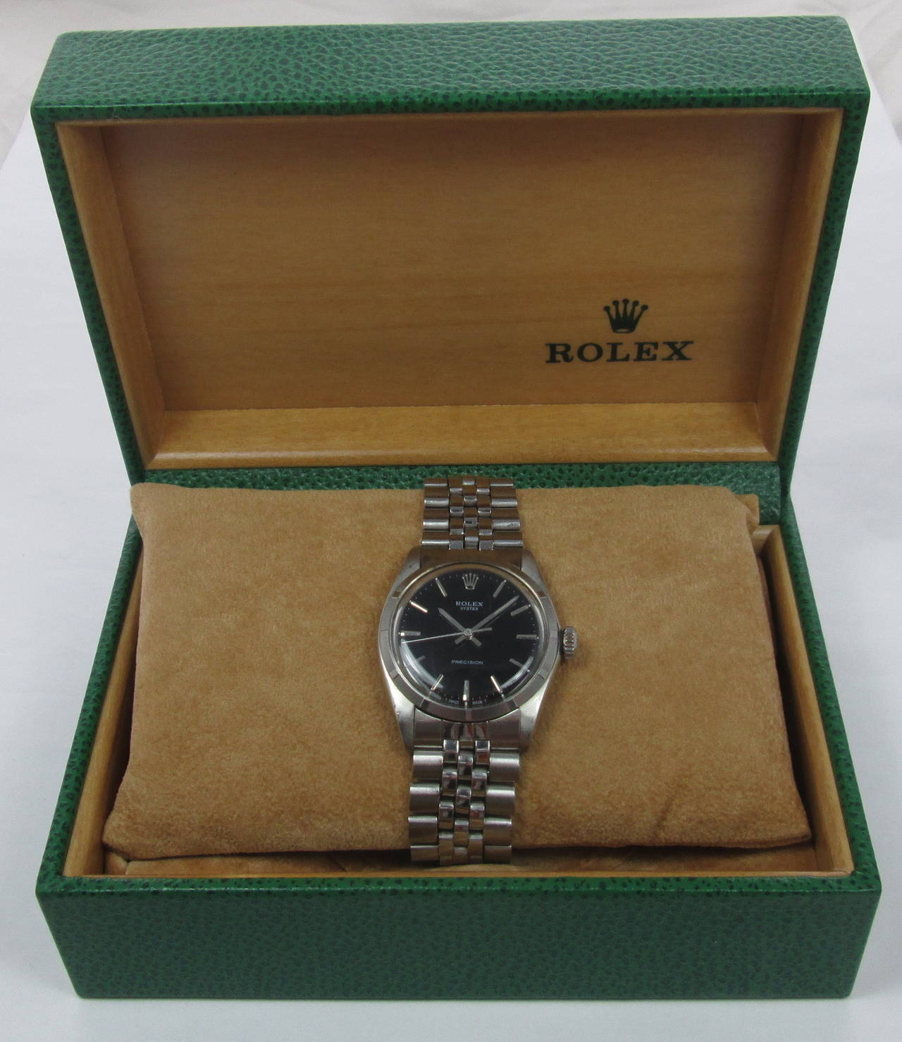 Rolex. A stainless steel water-resistant wristwatch with sweep center seconds and black dial. Signed Rolex, Oyster, Ref. 6426/6427, circa 1967. With nickel-finished lever movement, 17 jewels, the black dial with applied baton indexes, sweep center