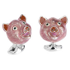 Deakin & Francis Silver Pig Head Cufflinks 2