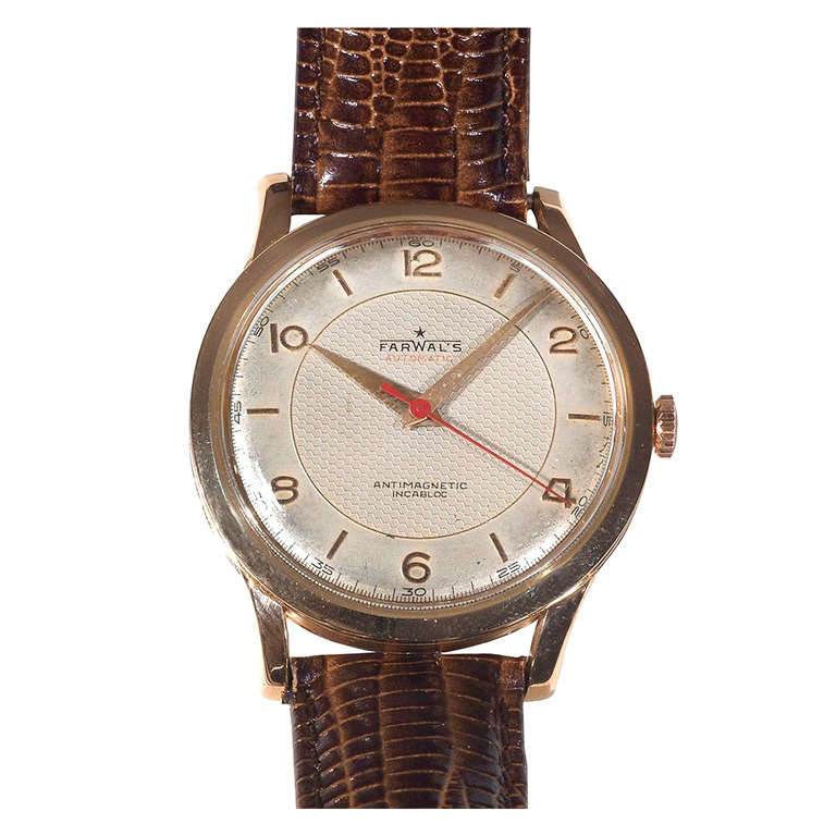 Farwal's Rose Gold Automatic Wristwatch with Sweep Center Seconds circa 1950s