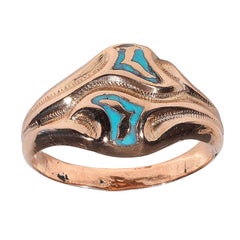 Bague italienne en or émaillé Gimmel/Fede