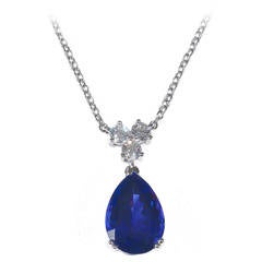 Tanzanite Diamond Gold Drop Pendant Necklace