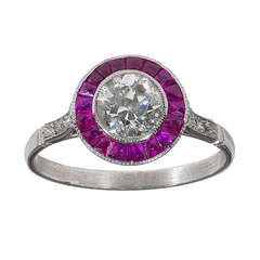 Diamond and Ruby cluster Ring