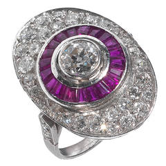 Ruby Diamond Platinum Cluster Ring 6