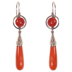 Antique Coral Gold Drop Earrings