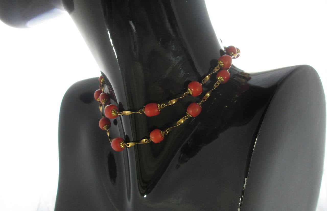 Victorian Antique Coral Gold Necklace