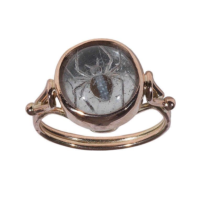 A Rock Crystal Intaglio Spider Ring, circa 1900
