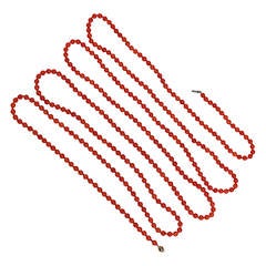 Long 5mm Coral Bead Necklace 1