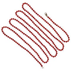 Long 6mm Coral Bead Necklace