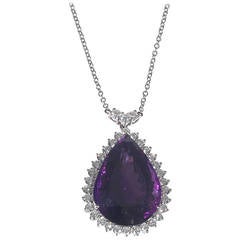 30 Carat Amethyst Diamond Gold Pendant