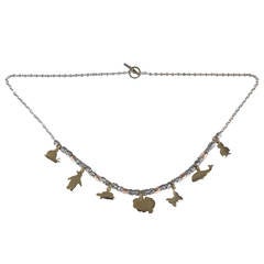 Pomellato Silver Gold Animal Charm Necklace
