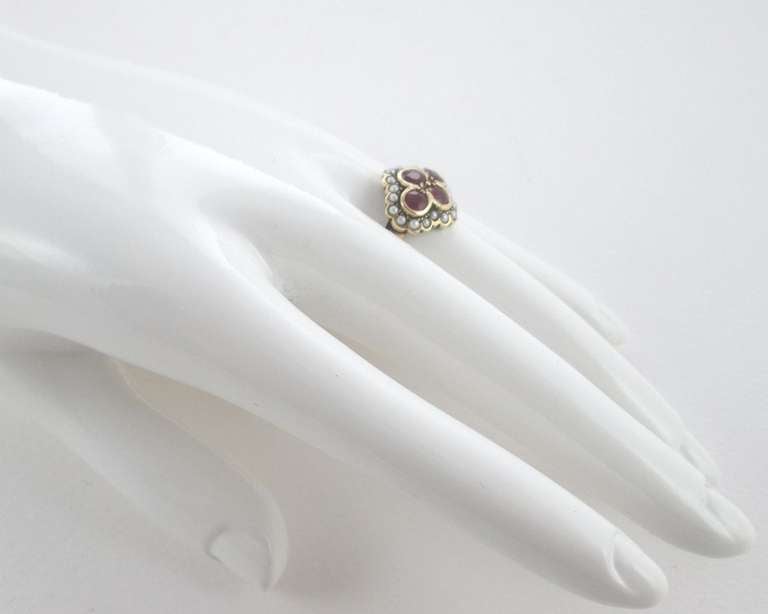 Victorian Yellow Gold, Ruby and Pearl Ring