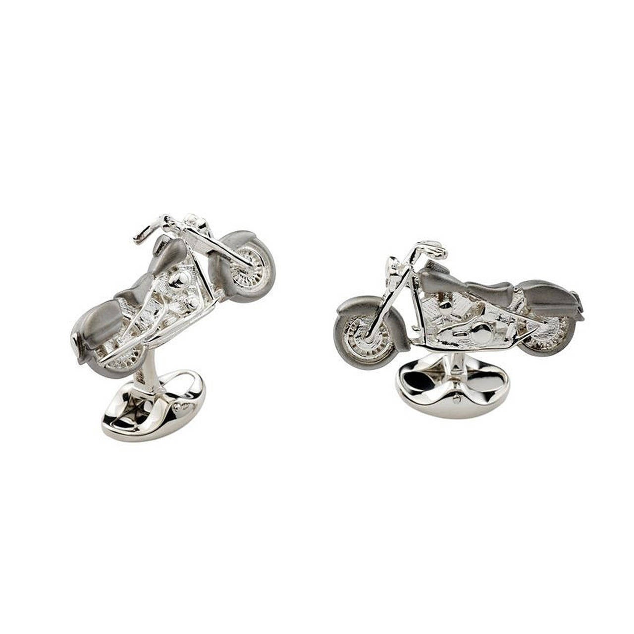 Deakin & Francis Silver Motorbike Cufflinks For Sale