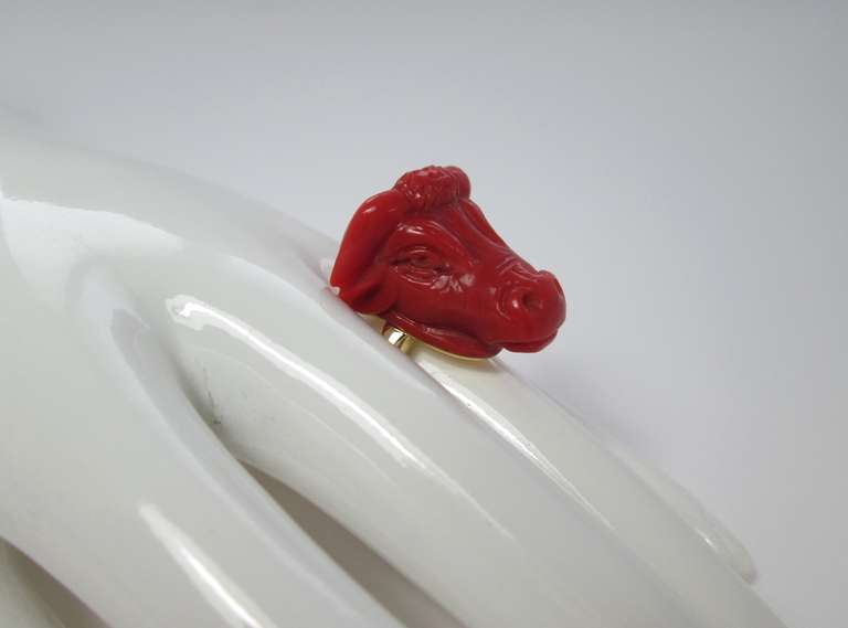An Antique Coral Bull Ring