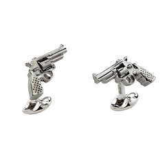 Silver Revolver Gun Cufflinks Deakin & Francis