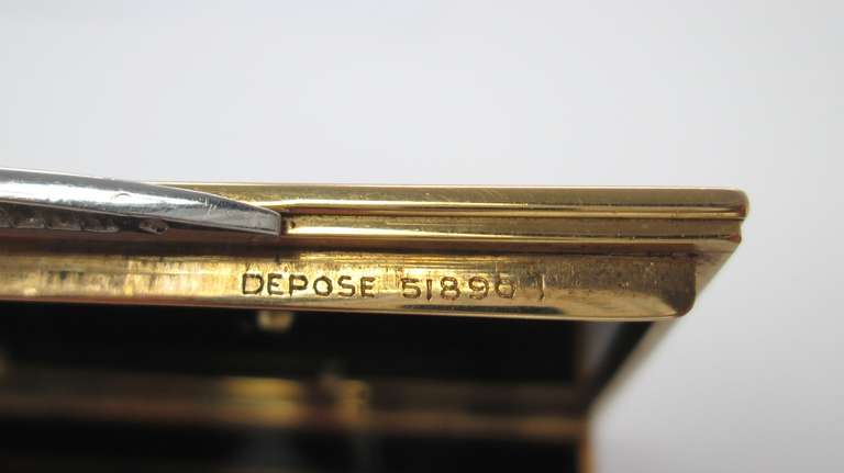 Art Deco Van Cleef & Arpels Sapphire Diamond Gold Black Bakelite Box  circa 1935