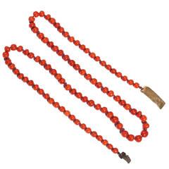Antique Long Coral Bead Necklace