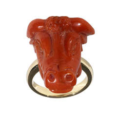 An Antique Coral Bull Ring