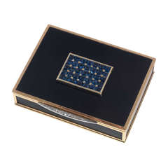 Van Cleef & Arpels Sapphire Diamond Gold Black Bakelite Box  circa 1935