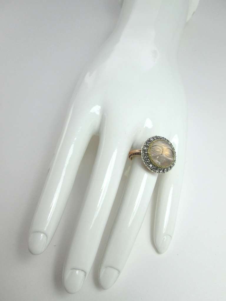 Women's A Victorian Moonstone Cameo and Diamond Ring