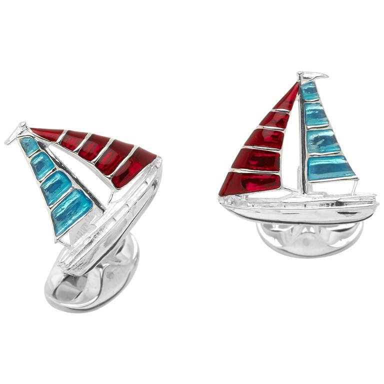 Deakin & Francis Silver Yacht Cufflinks For Sale