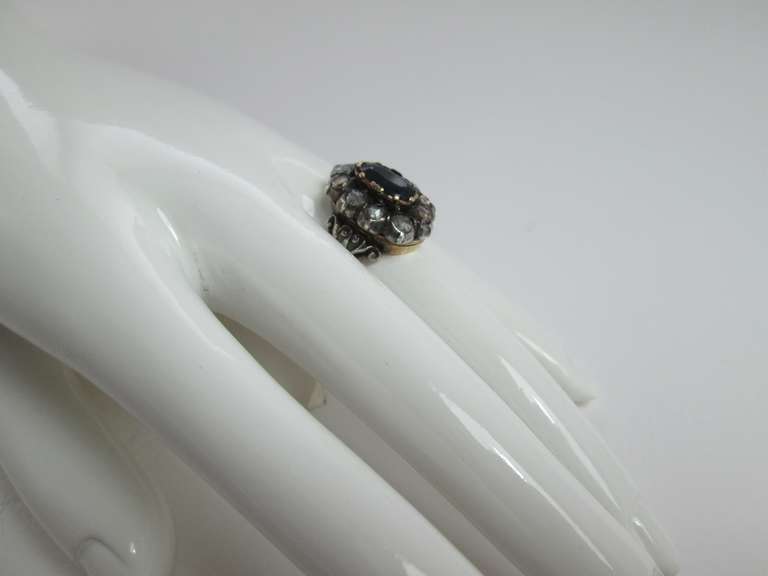 A Georgian Sapphire Diamond Poison Ring In Excellent Condition In Firenze, IT