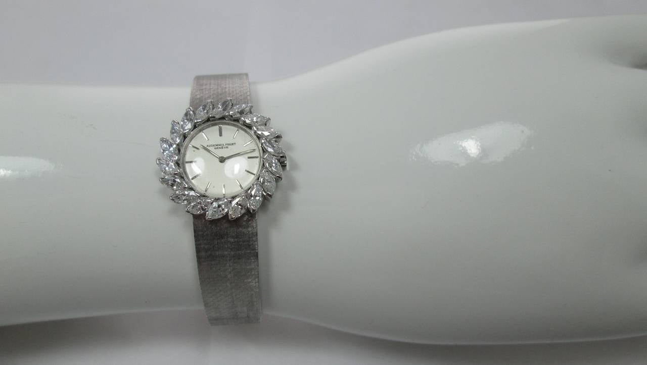 Audemars Piguet Lady's White Gold Diamond Bracelet Wristwatch