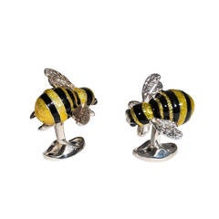 Deakin & Francis Enamel Silver Bee Cufflinks