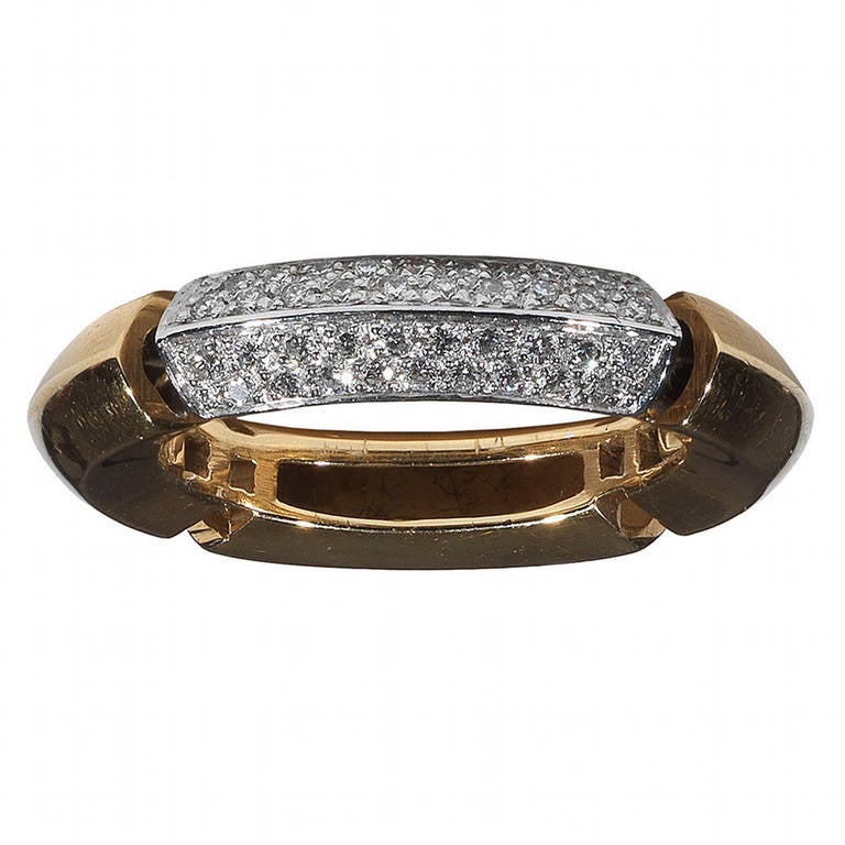 Diamond Two Color Gold Band Ring