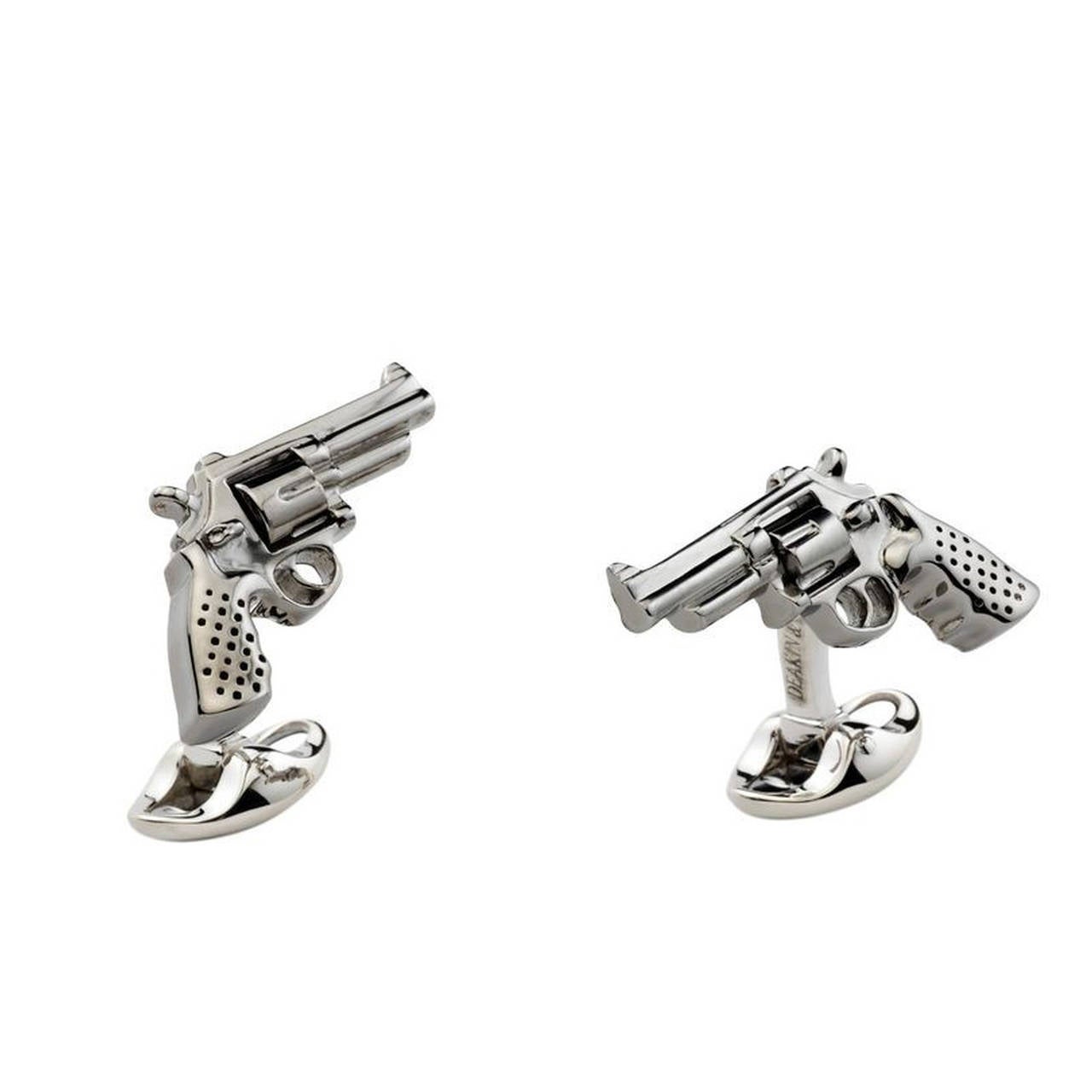 Deakin & Francis Silver Revolver Gun Cufflinks