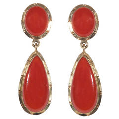 Coral Gold Drop Earrings