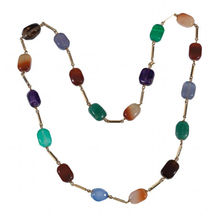 Antique Multicolored Agate Necklace circa 1910