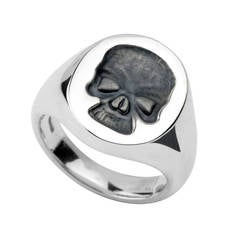 Deakin & Francis Silver Skull Signet Ring