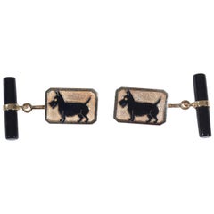 Enamel Gold Scottish Terrier Cufflinks