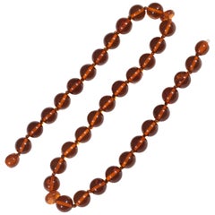 Used Amber Round Bead Necklace
