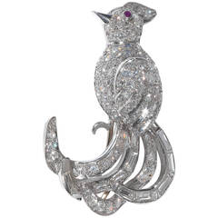 Diamond Platinum Bird of Paradise Brooch 8