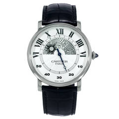 Cartier White Gold Retrograde Wristwatch With Night And Day Indication