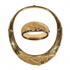 Carrera y Carrera Gold Repousse Halskette und Manschettenarmband