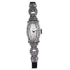 IWC Lady's Platinum and Diamond Art Deco Wristwatch