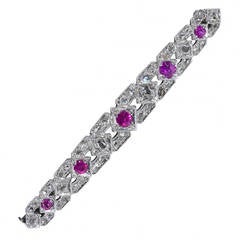 Stunning Ruby Diamond Gold Bar Brooch 9