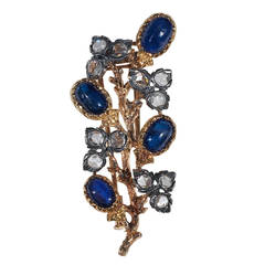 Mario Buccellati Sapphire Diamond Gold Brooch