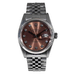 Rolex Lady's Stainless Steel Datejust Watch Ref 16014 with Custom-Colored Dial