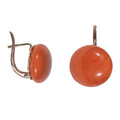 Coral Gold Button Earrings