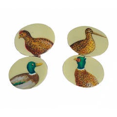 Enamel Gold Bird Cufflinks