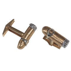 White and Yellow Gold Cigar Cufflinks