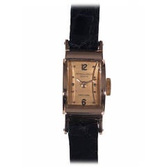 Vintage Patek Philippe Lady's Rose Gold Rectangular Wristwatch Retailed by Freccero