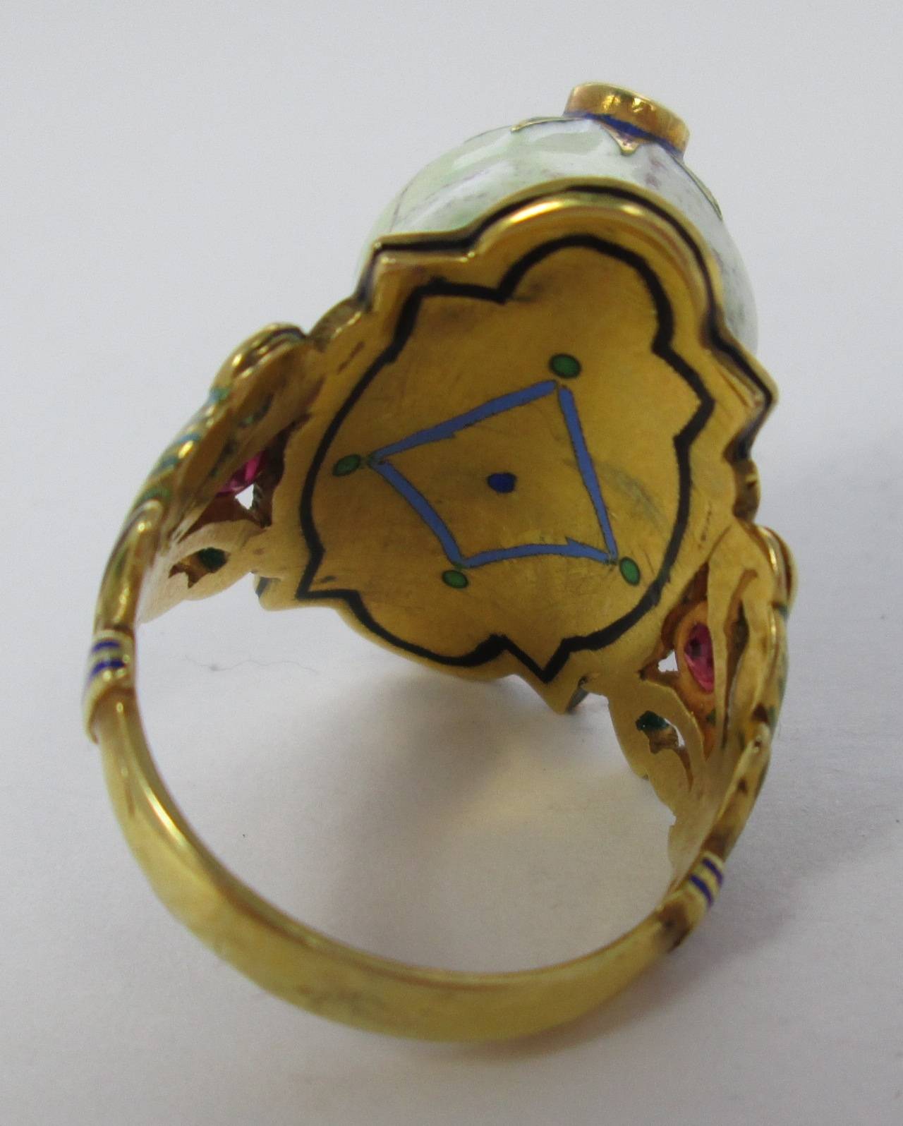 Women's Enamel Diamond Gold Skull Ring