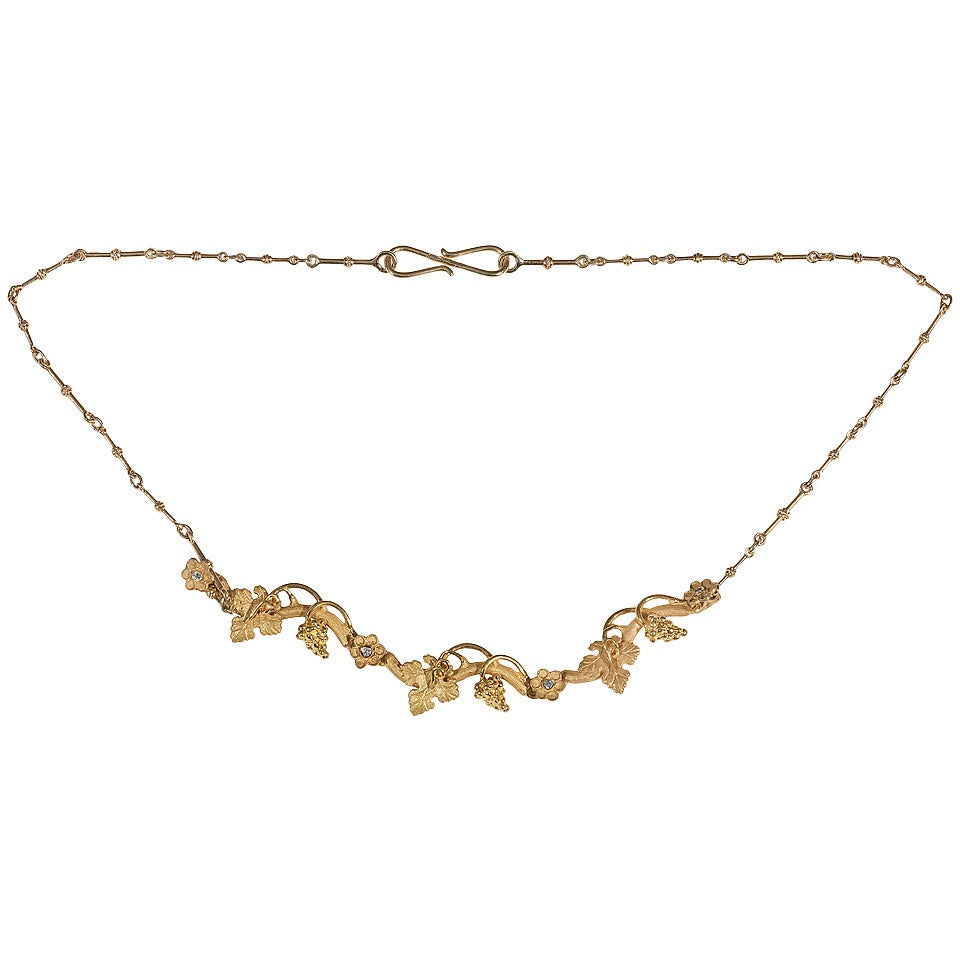 Diamond and Gold Archaeological Style Necklace