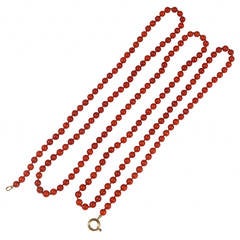Long Coral Bead Necklace