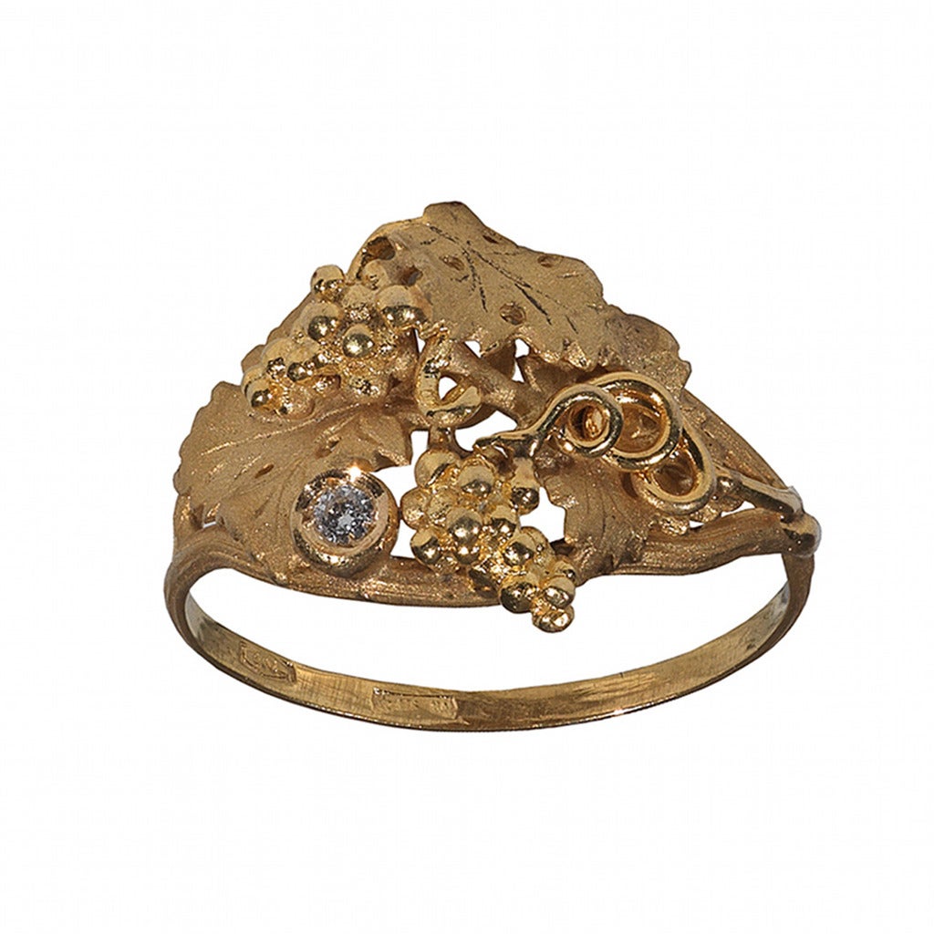 Diamond and Gold Archaeological Style Ring For Sale