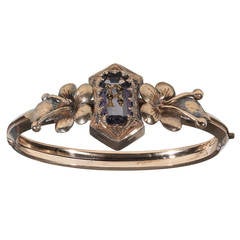 Antique Amethyst Gold Remember Bangle Bracelet 5